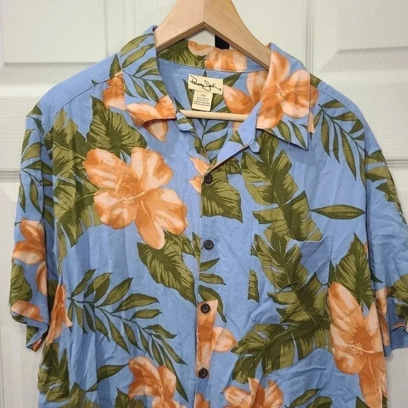 Panama Jack Button Up Hawaiian Shirt Men’s Floral Tropical Short Sleeve Sz LARGE - Picture 1 of 8